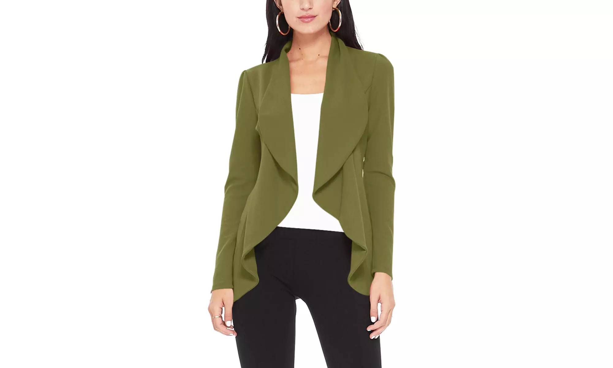 Casual Long Sleeves Open Front Office Wear Solid Blazer Jacket S-3XL