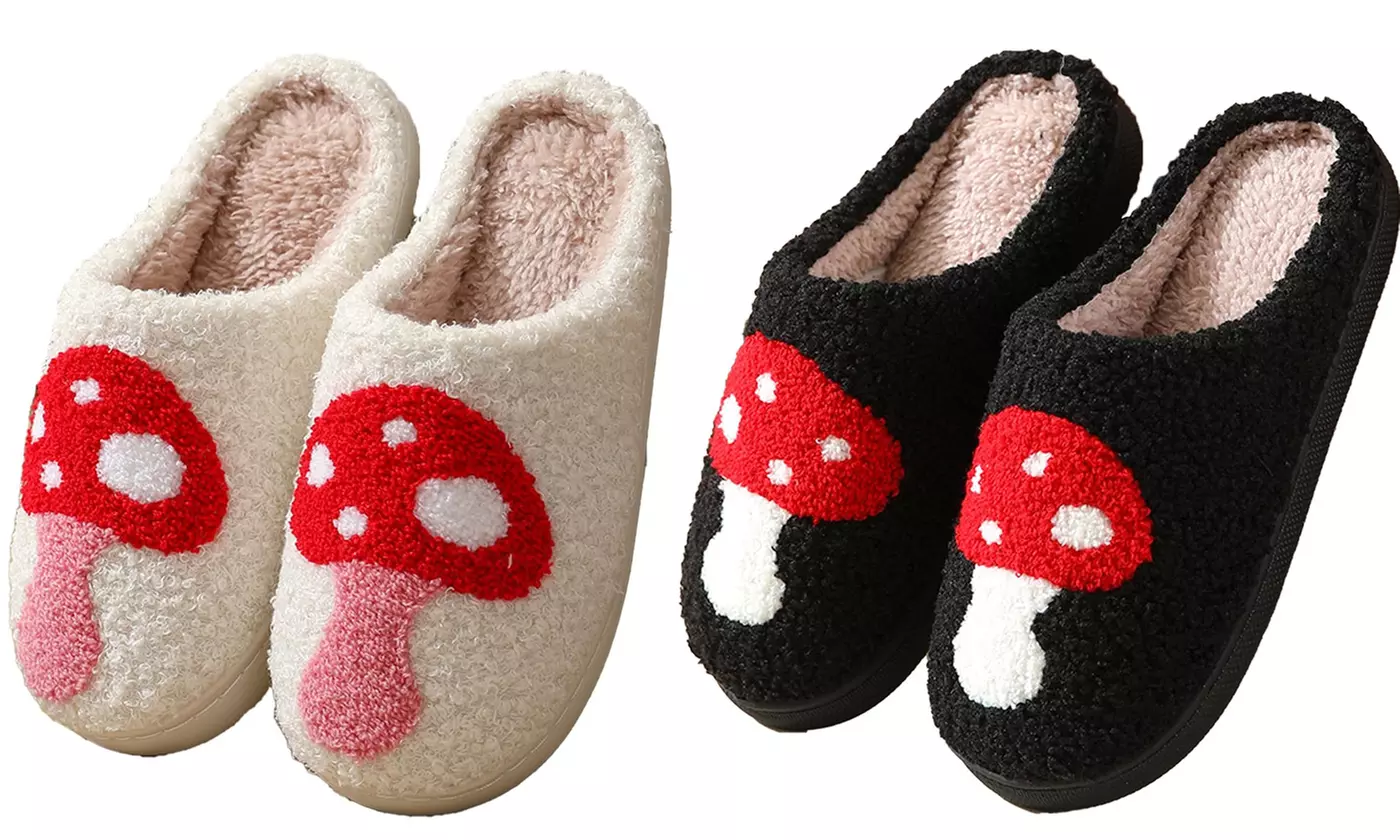 Mushroom Slippers For Women Men Warm Cozy Plush Fuzzy House Slippers