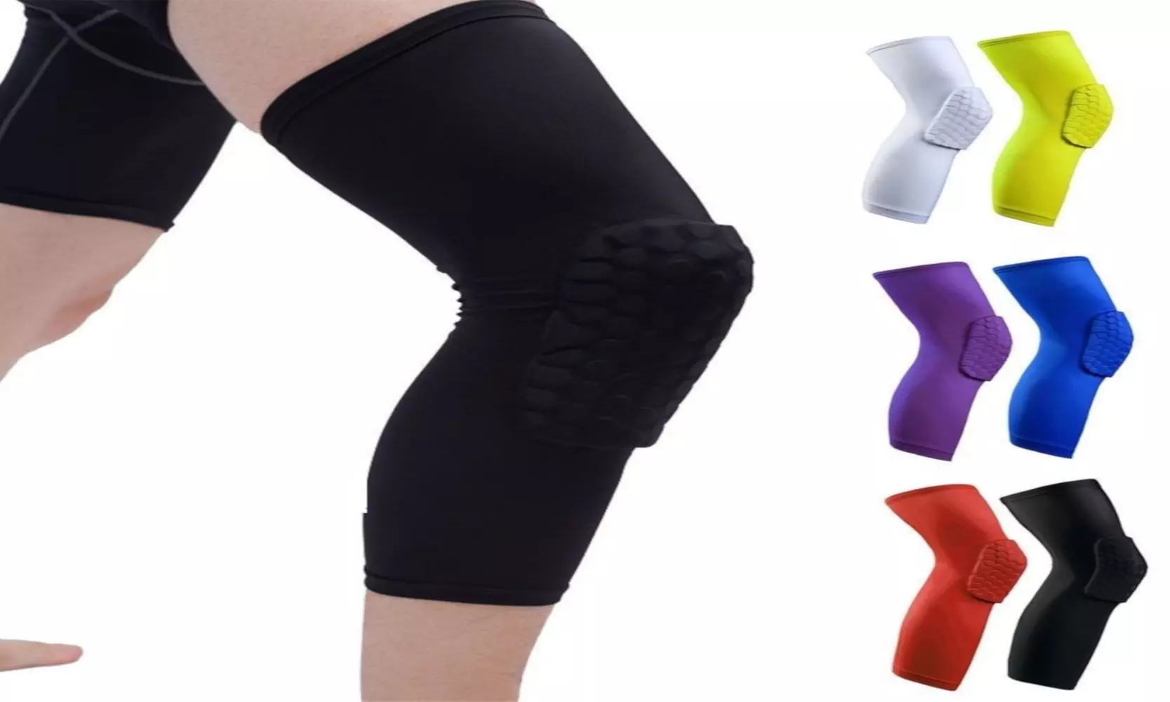 Honeycomb Knee Pad Basketball Crashproof Antislip Leg Long Sleeve Protector Gear - Second Medium