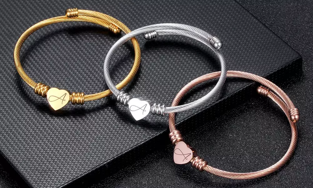 Leo Rosi Heart Cable Initial Bracelet - Primary Image