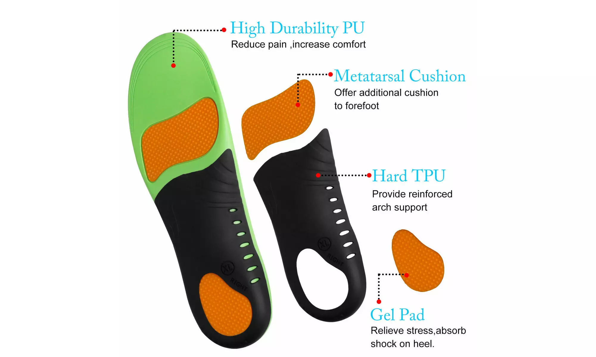 Orthotic Shoe Insoles High Arch Support Inserts for Flat Feet - Primary Image