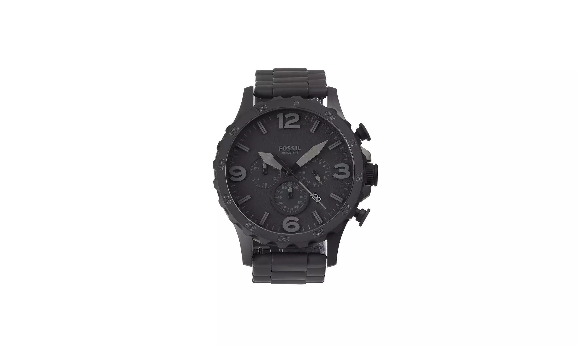 Fossil Nate JR1401 Elegant Japanese Mvmt Chronograph Black Stainless Steel Watch - Primary Image