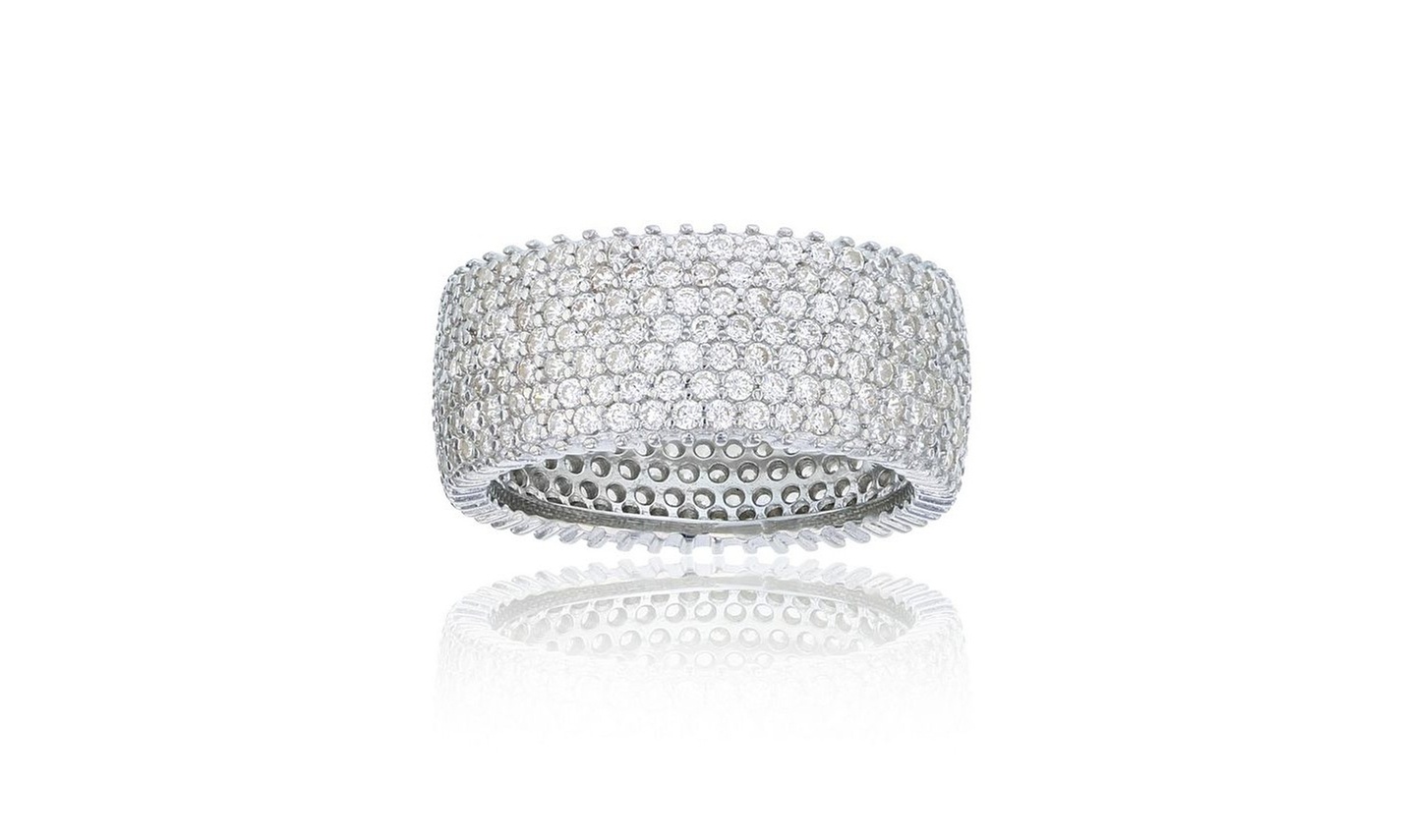 Solid Sterling Silver Pave Band 
