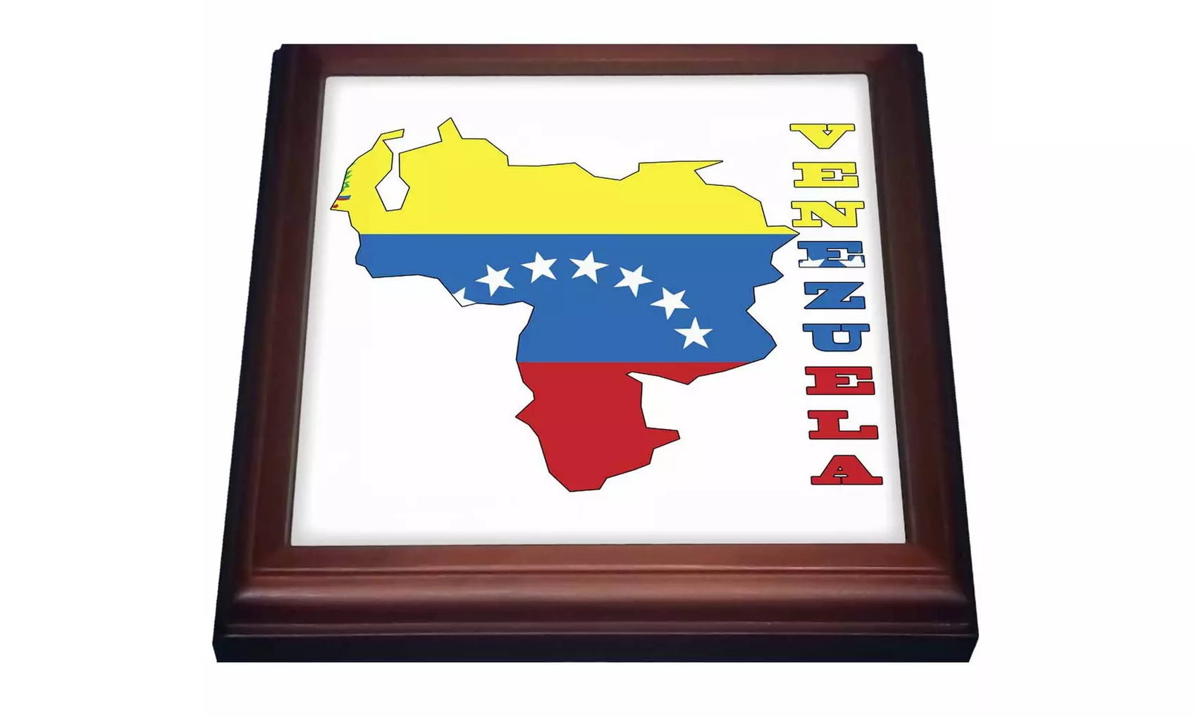  Trivet with Tile Venezuelan flag in outline map and letters of Venezuela - Primary Image