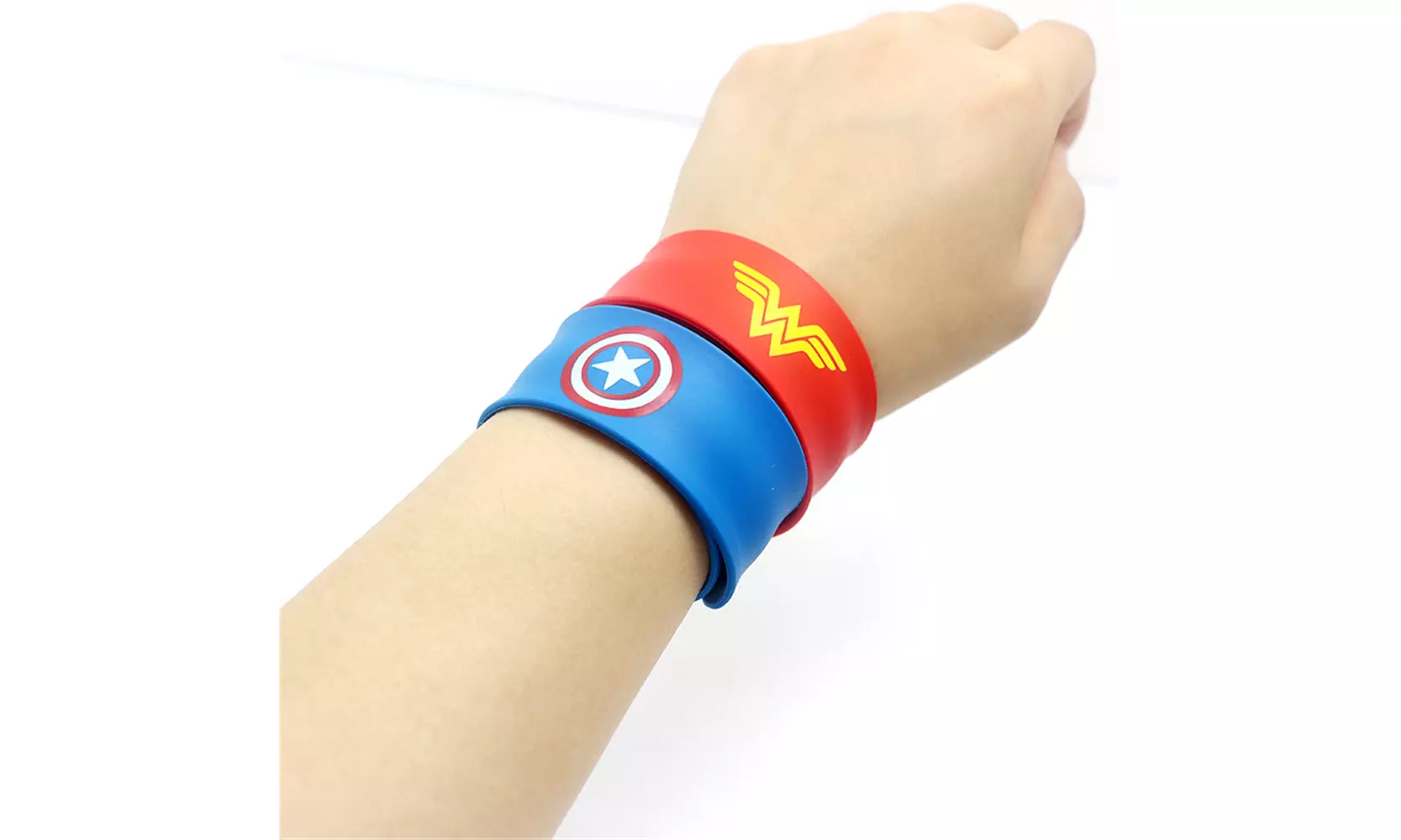 9PCs Silicone Slap Bracelet Marvel Avengers Spider Man Superman Batman - Primary Image
