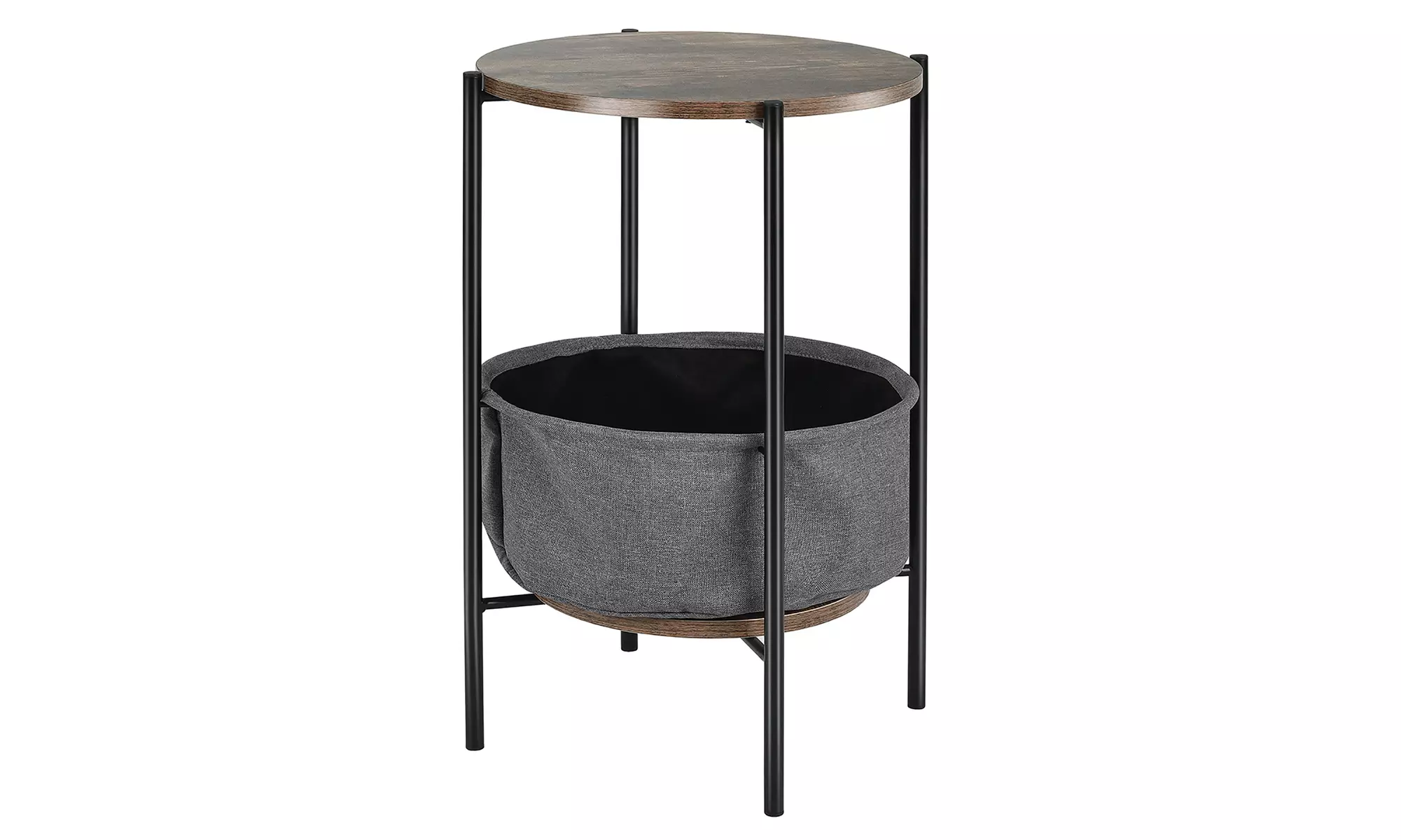 Costway Industrial Round End Side Table Sofa Coffee Table w/ Storage - Primary Image