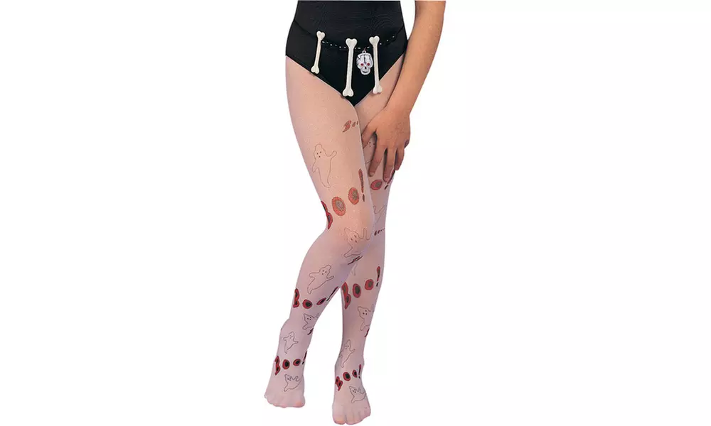 Clearance: Girl's Halloween Spooky & Floral Fairy Tights - Primary Image
