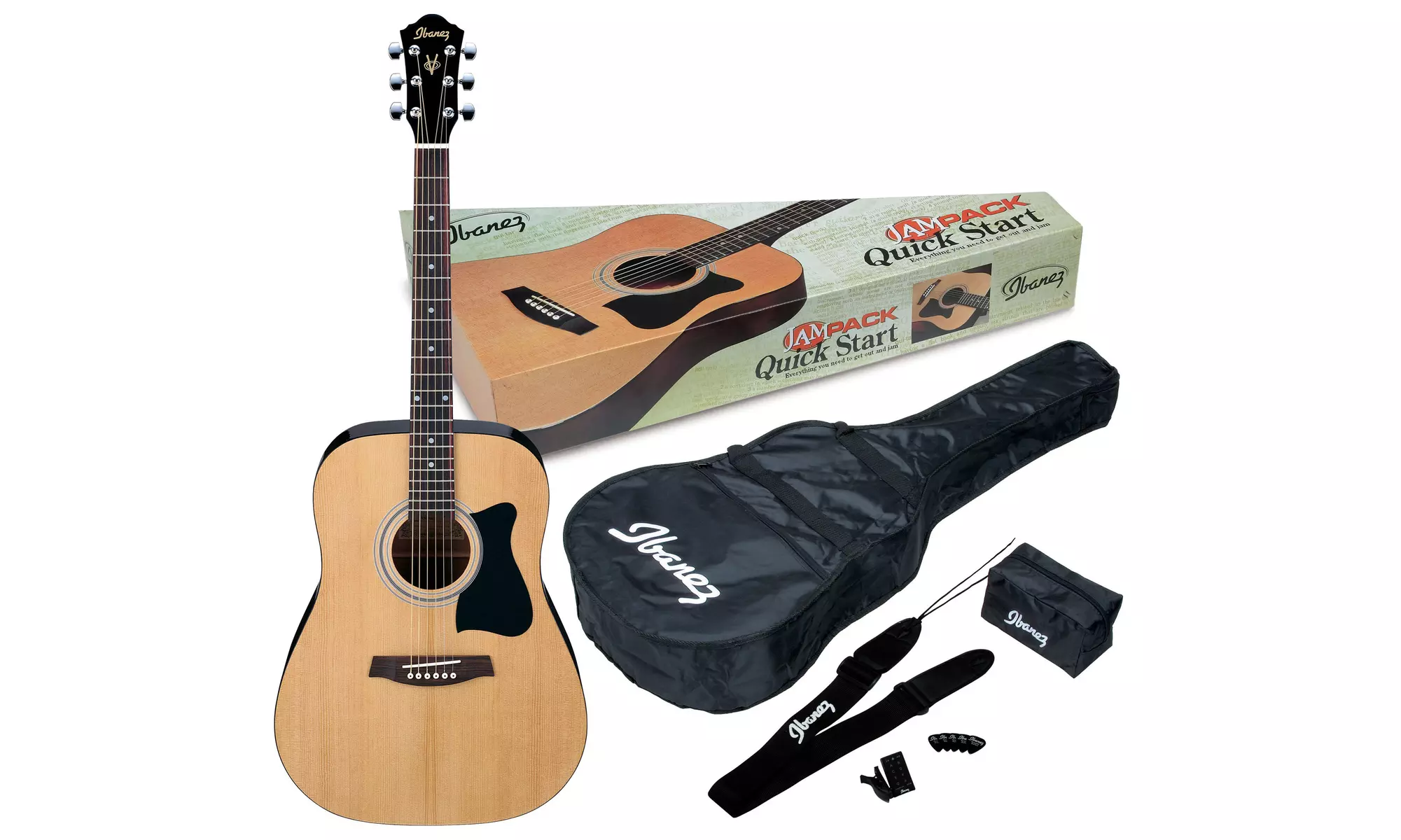 Ibanez IJV50 JamPack 6-String Acoustic Guitar Pack (Ambidextrous, Natural Gloss) - Second Medium