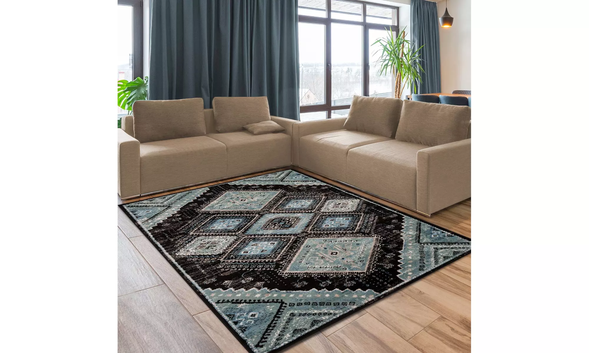 Southwestern Farmhouse Rustic Carpet Geometric Diamonds Area Rugs Or Runner - Primary Image