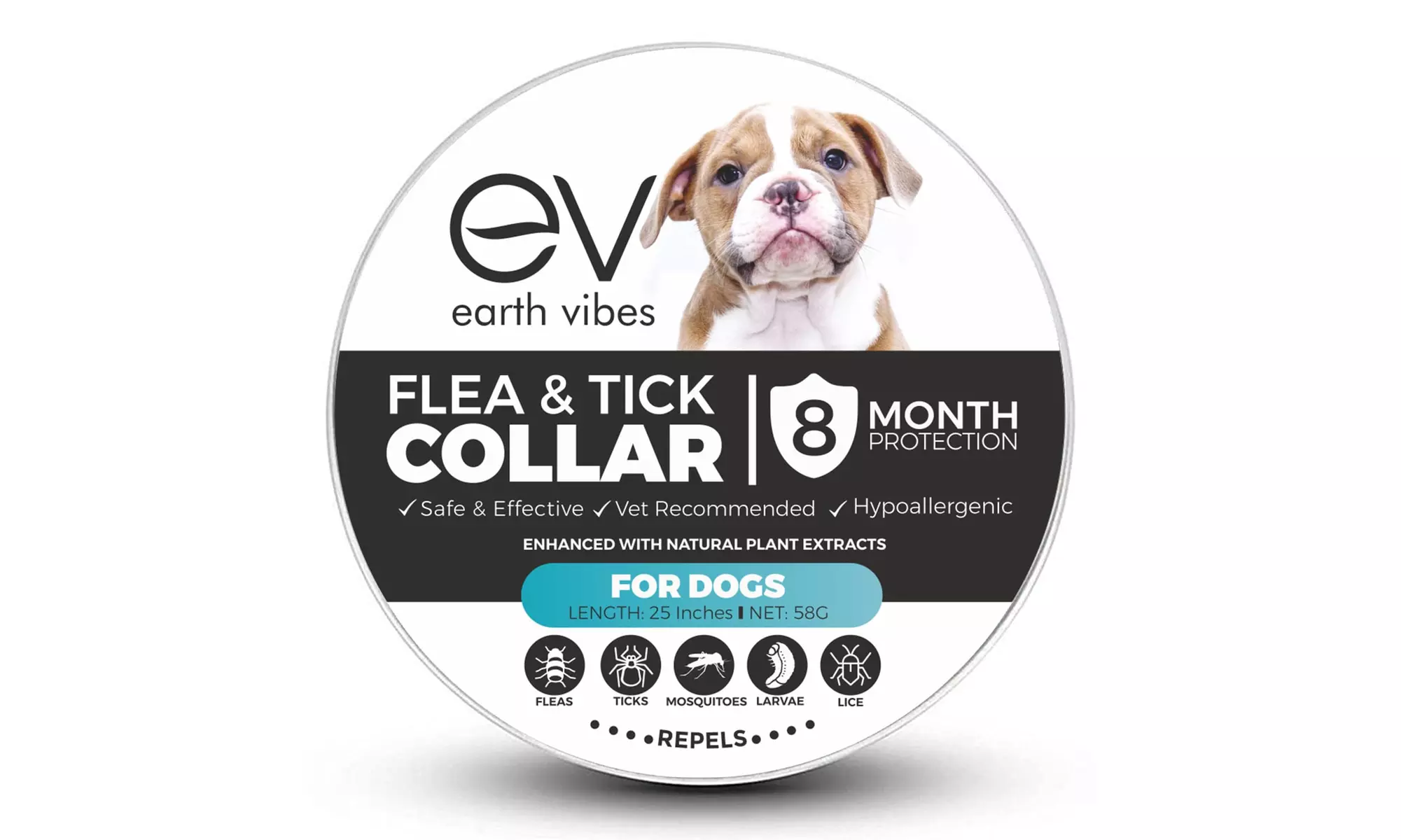 Earth Vibes Natural Flea & Tick Collar For Dogs (One Size Fits All) - Primary Image