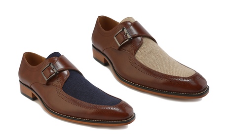 Gino Vitale Moc Toe Monk Strap Two-Tone Loafer 11 Medium Brown/Blue