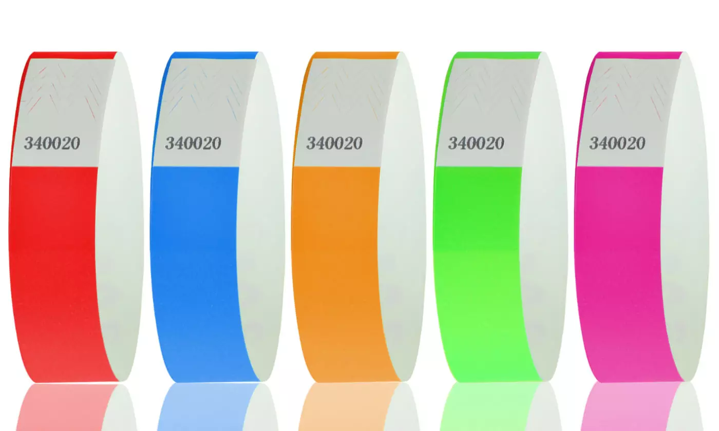 100Pcs Waterproof Hand Bands Neon Wrist Bands for Events Concert Wristbands Adhe