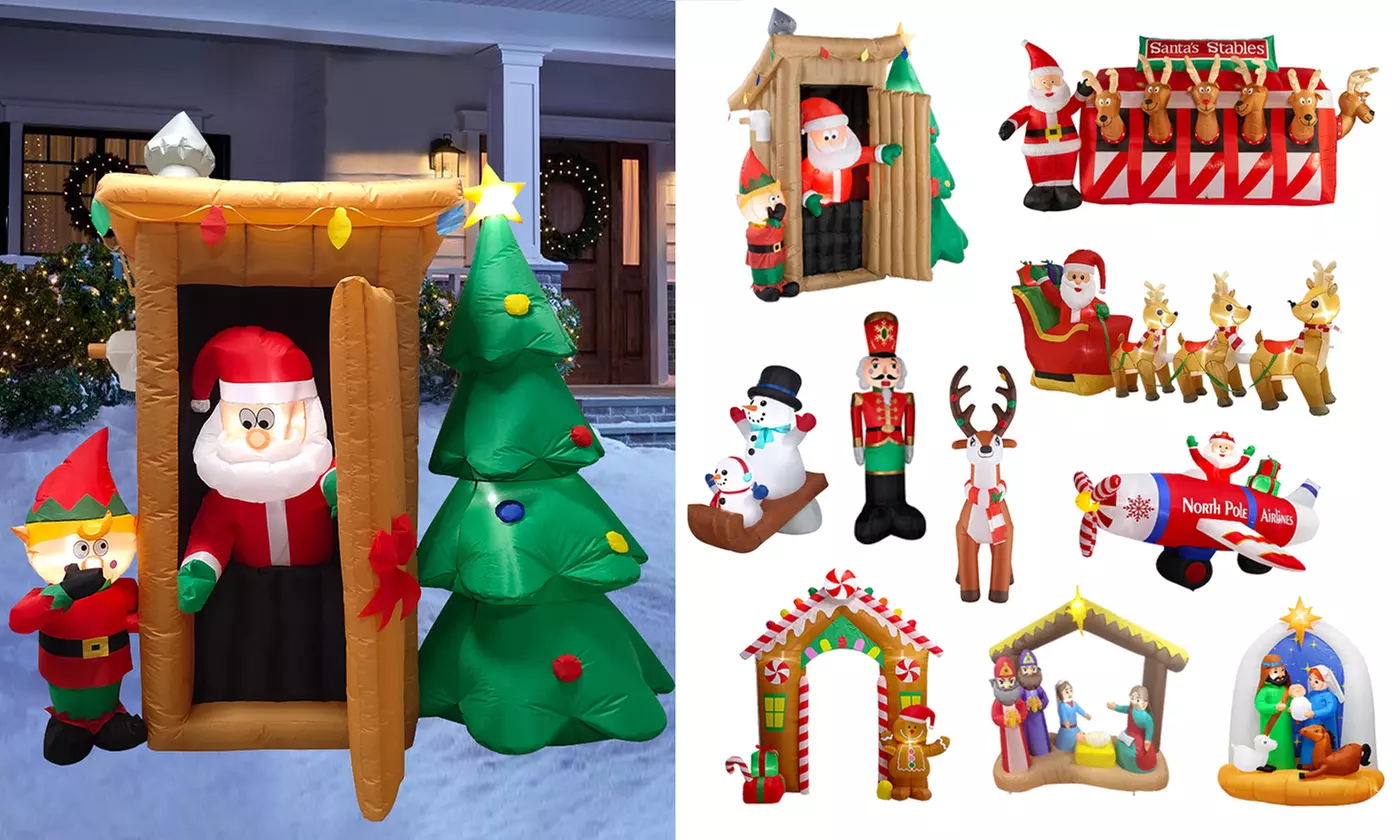 Outdoor Large Christmas Self Inflating Inflatables w/ LED Lights (10 Styles) - Primary Image