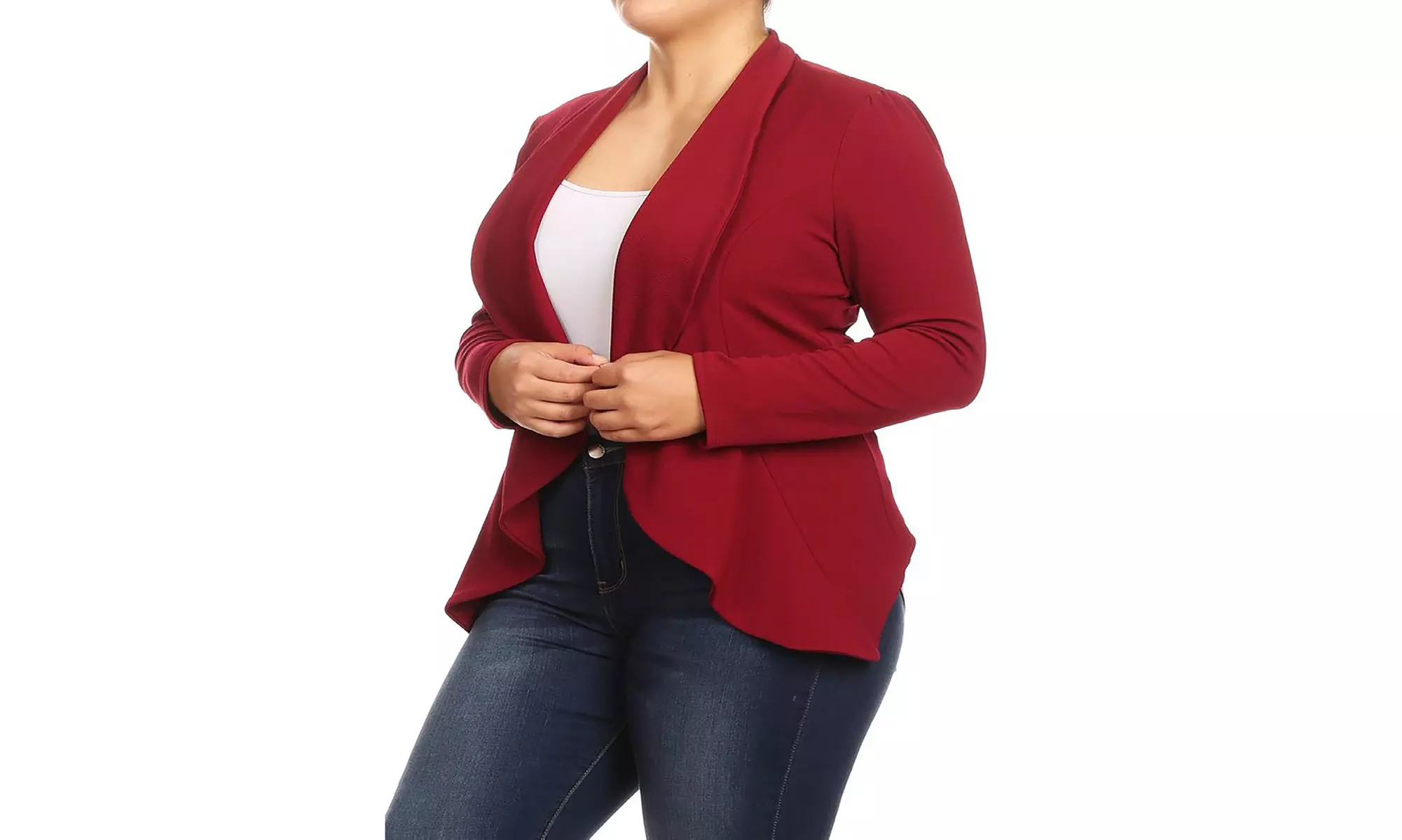 MOA Collection Womens Open Front Blazer with Plus Size