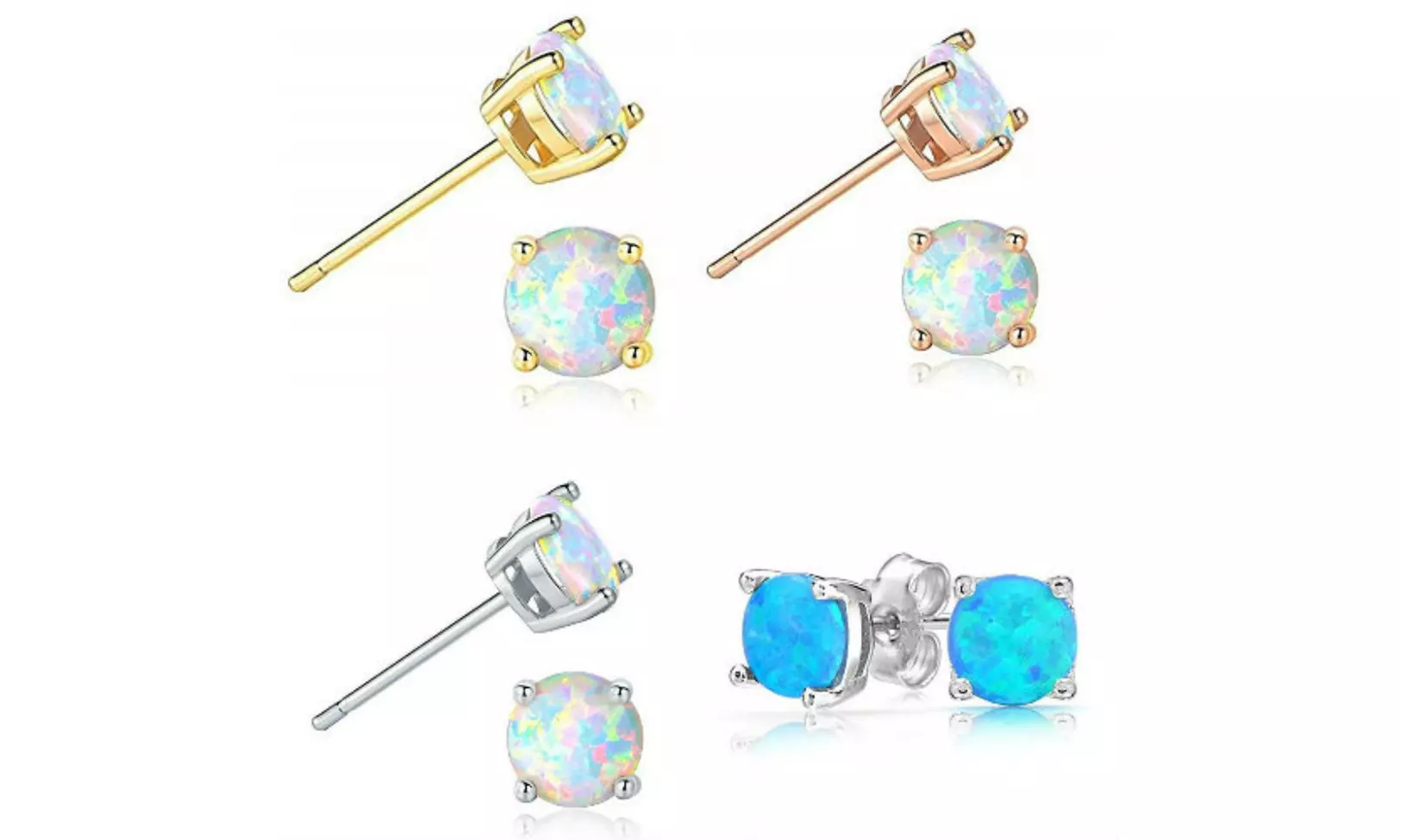18K Rose Gold Plated Over 925 Sterling Silver Fire Opal Stud Earrings - Primary Image
