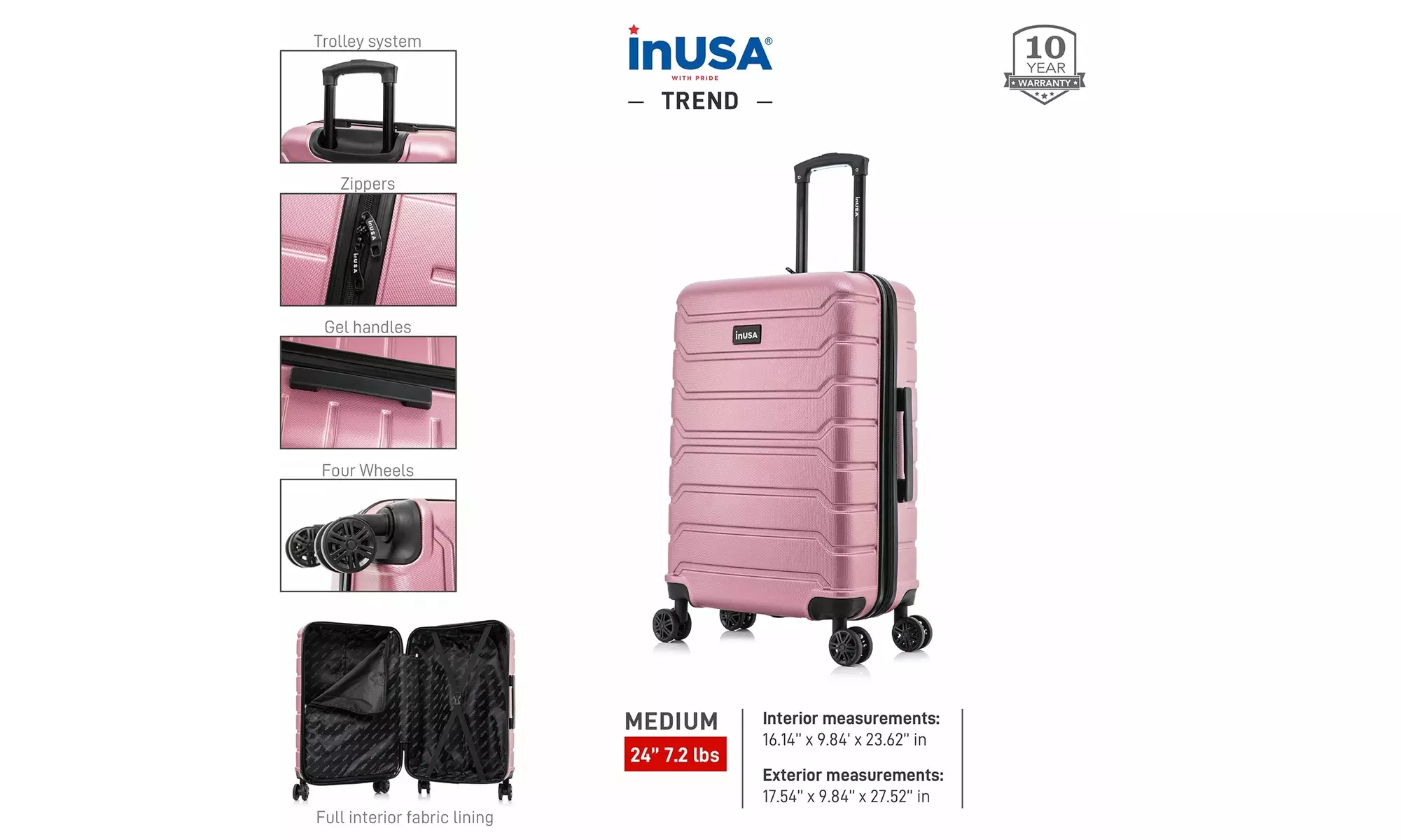InUSA Trend lightweight hardside spinner luggage 20'', 24", 28" 
