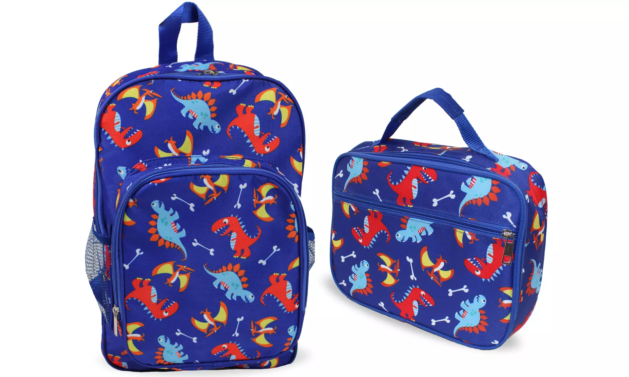 Keeli Kids Dinosaur Lunch Box and Backpack School Book Bag Set in Blue Dinosaurs - Primary Image