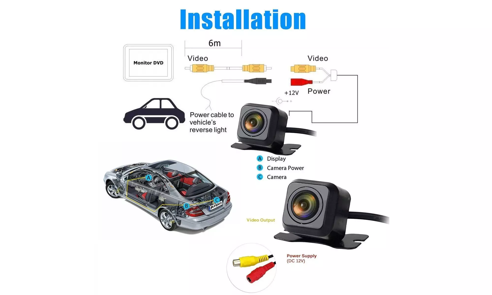 Rear-View Camera Car Backup Night Vision Reverse Parking Waterproof Cam - Primary Image