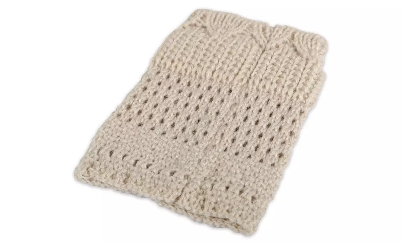 iMounTEK Women's Winter Crochet Knit Boot Button Sock Topper Cuff Leg Warmers