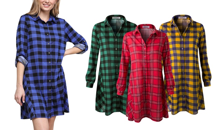 women's plaid shirt dress