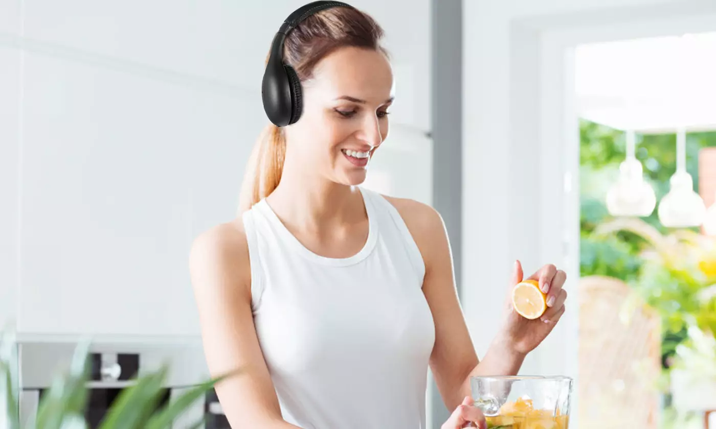 iMounTEK 5-In-1 Wireless TV Headphones w/ RF Transmitter Over-Ear Headset w/ Mic
