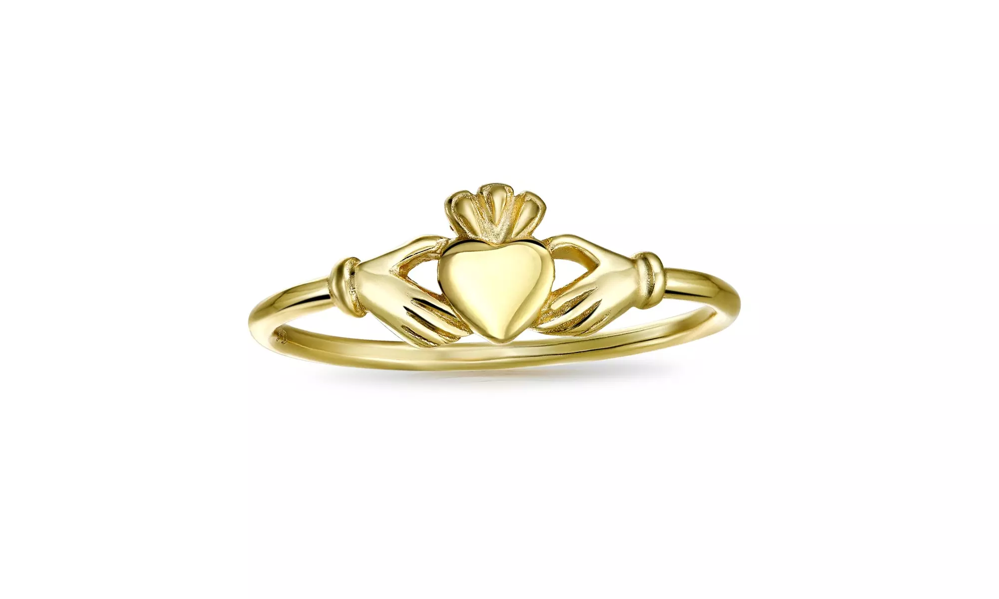 BFF Band Knuckle Claddagh Midi Ring Gold Plated 925 Sterling Silver - Second Medium