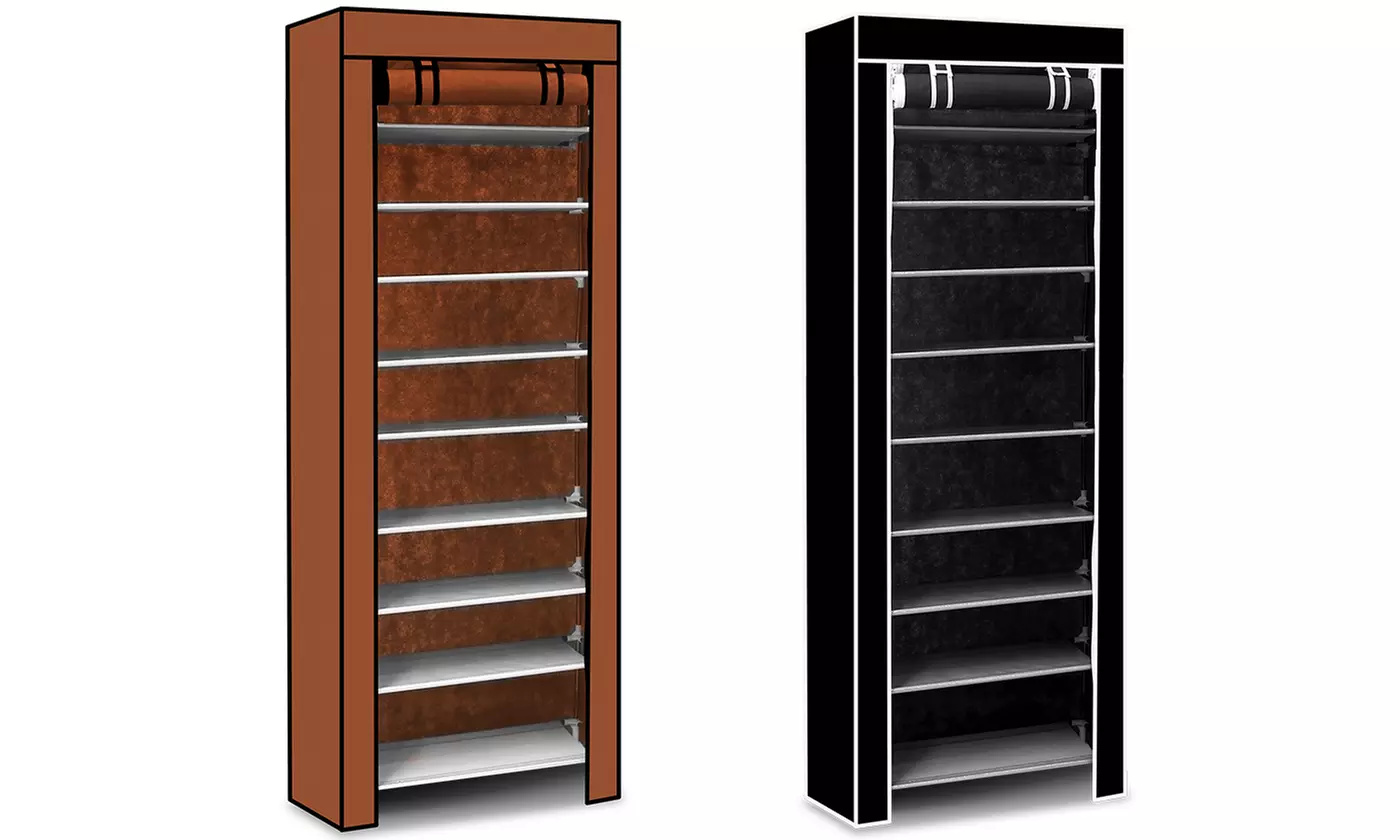 iMounTEK 10-Tier Shoe Storage Rack with Dust Cover