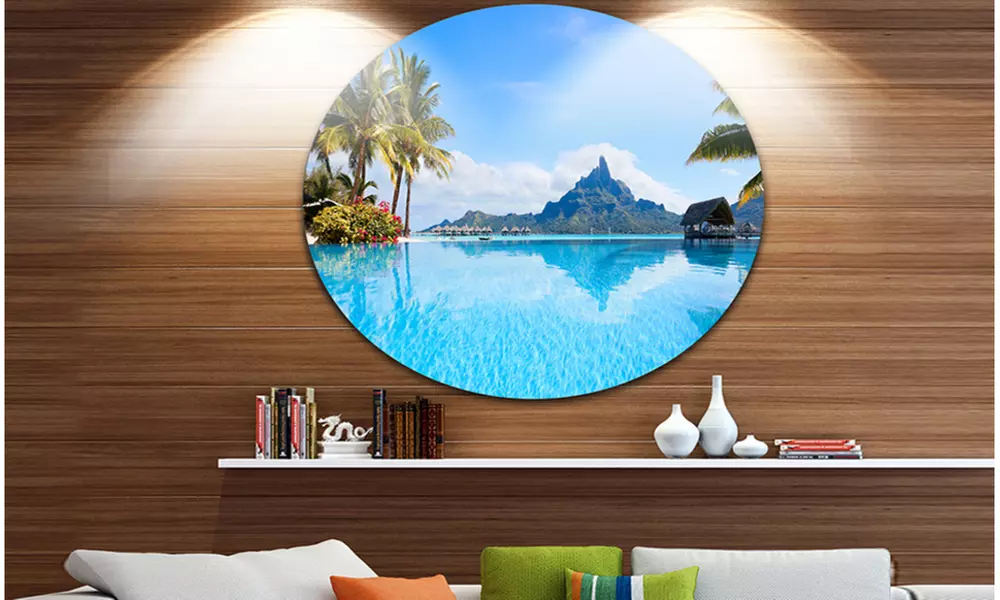 Bora Bora Landscape' Disc Photography Circle Metal Wall Art - Primary Image