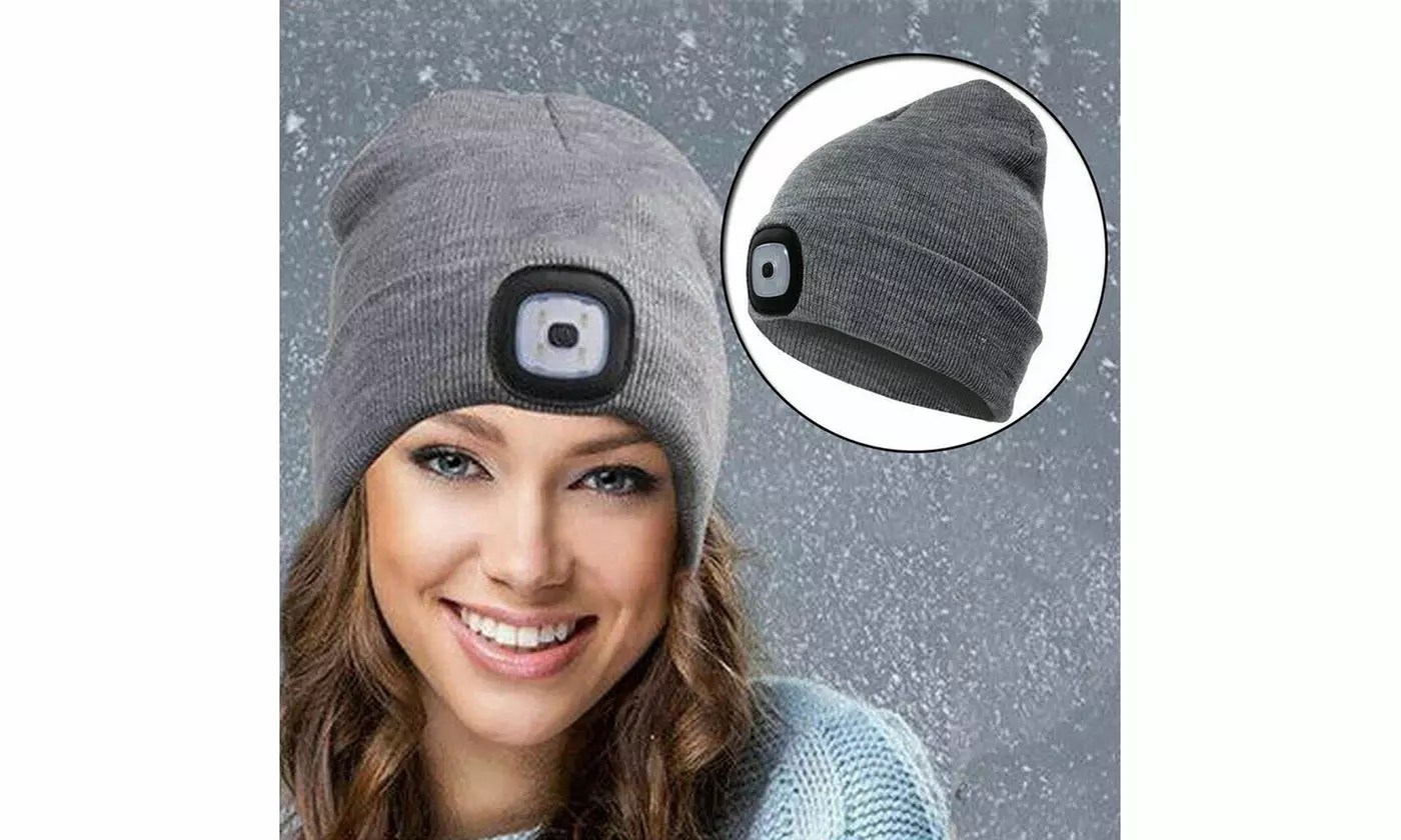 Extremely Bright LED Lighted Beanie Cap, USB Rechargeable-7 Colors To Pick From