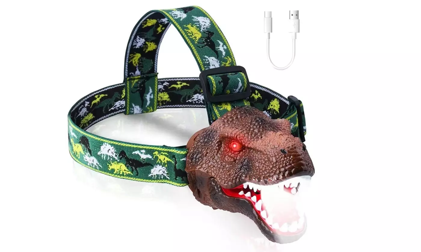 iMounTEK Roaring T-Rex Dinosaur LED Headlamp with Adjustable Headband
