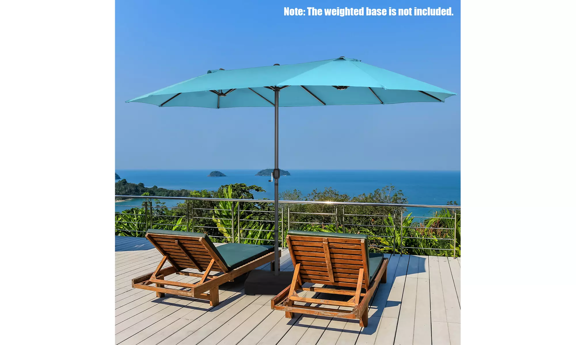 Costway 15FT Patio Double-Sided Umbrella Crank Outdoor Garden Market Sun Shade