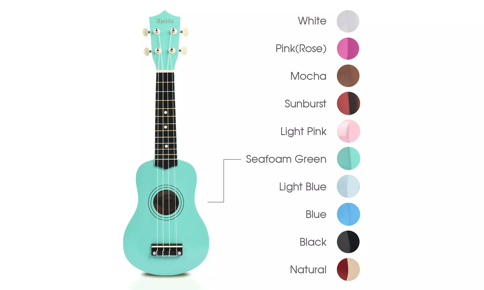 21 inch Apelila Soprano Ukulele Mini Acoustic Guitar Strings Bag Kids Instrument - Primary Image