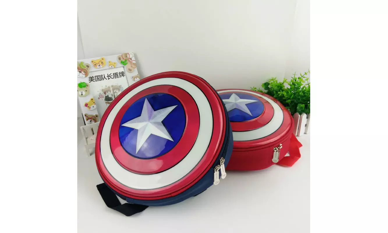 Captain America Shield Backpack Marvel Avengers Superhero School Bag Kids! - Primary Image