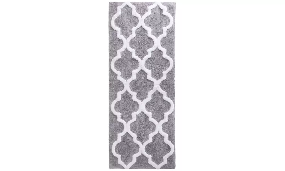 Oversized Lavish Home 100% Cotton Trellis Bathroom Mat (24" by 60")