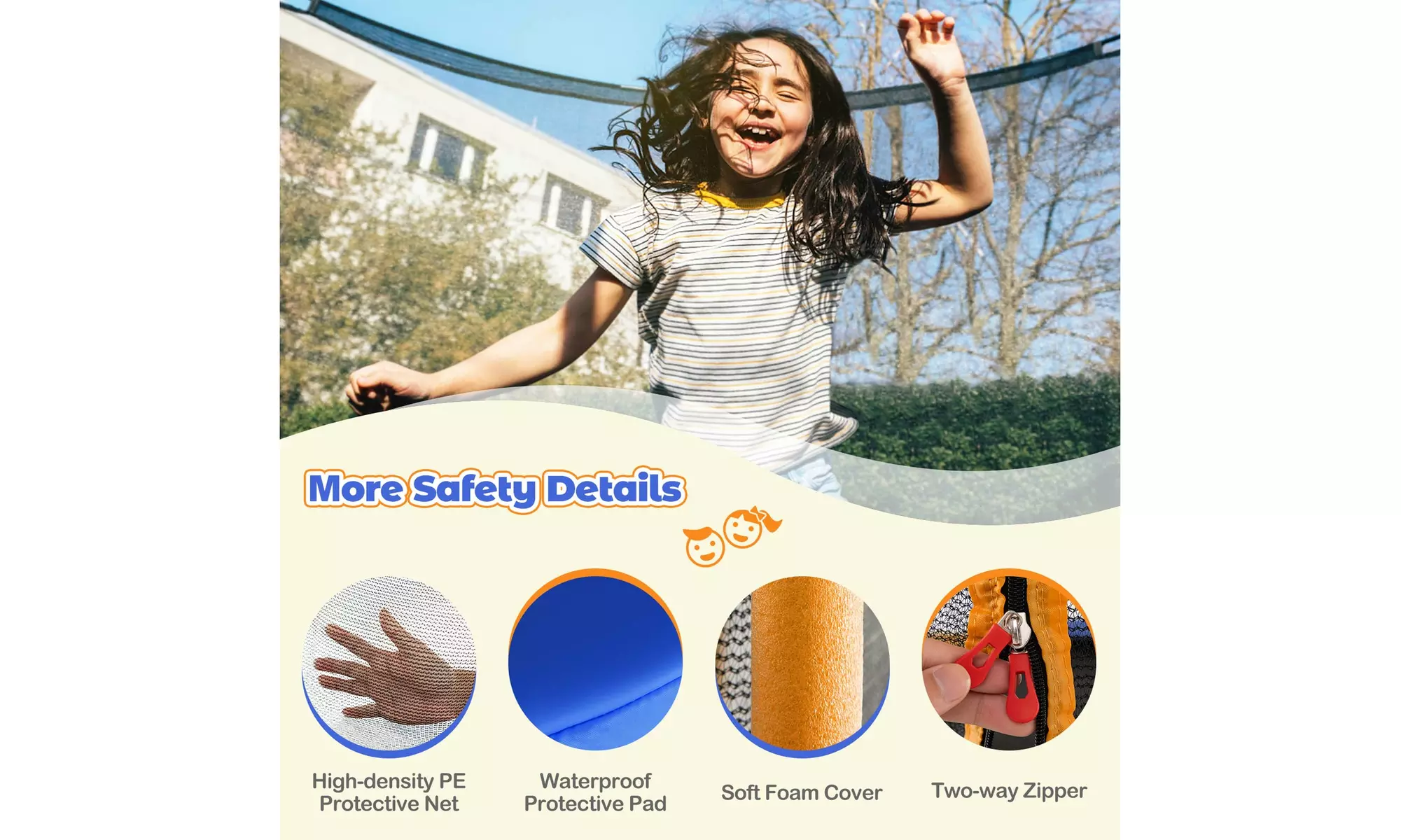 Costway 48" Toddler Trampoline for Kids w/ Safety Enclosure Net Heavy-duty Frame
