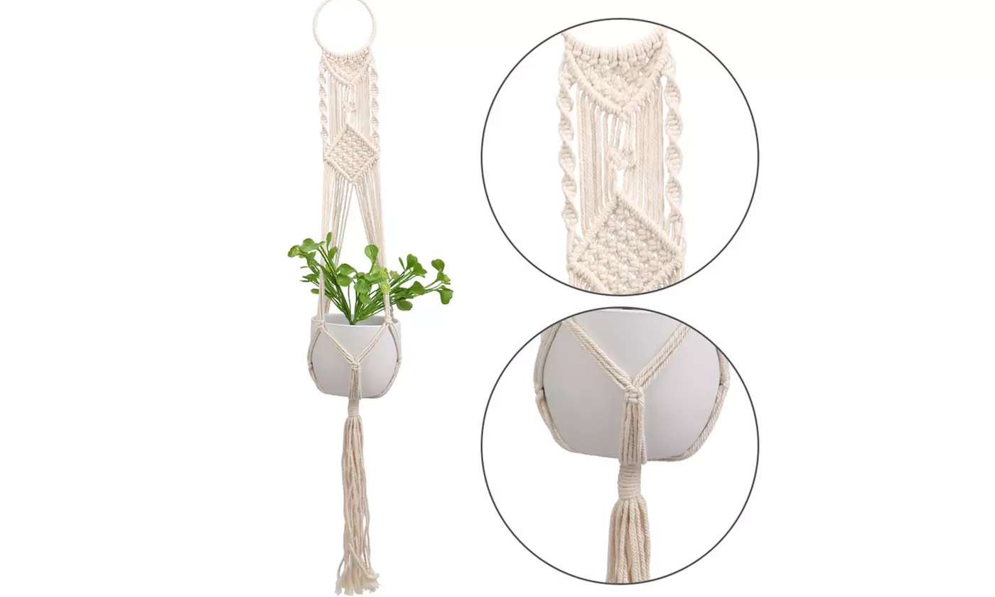 Macrame Plant Hanger Vintage Rope Basket Outdoor Pot Holder Flower Garden