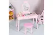 Kids Vanity Makeup Table & Chair Set Make Up Stool Play Set for Children Pink - Second Medium