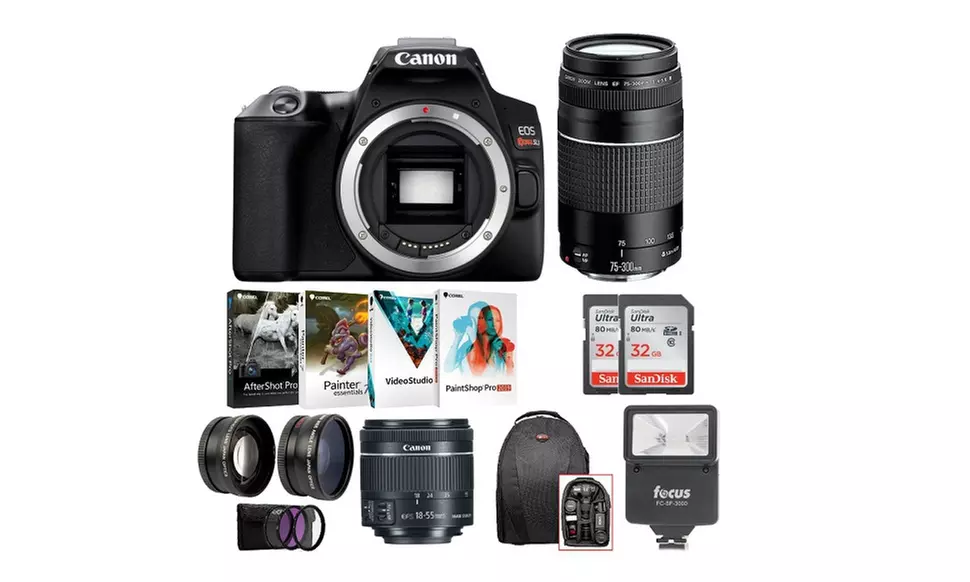 Canon EOS Rebel SL3 DSLR 4K Camera (Black) and 2 Lens Kit - Primary Image