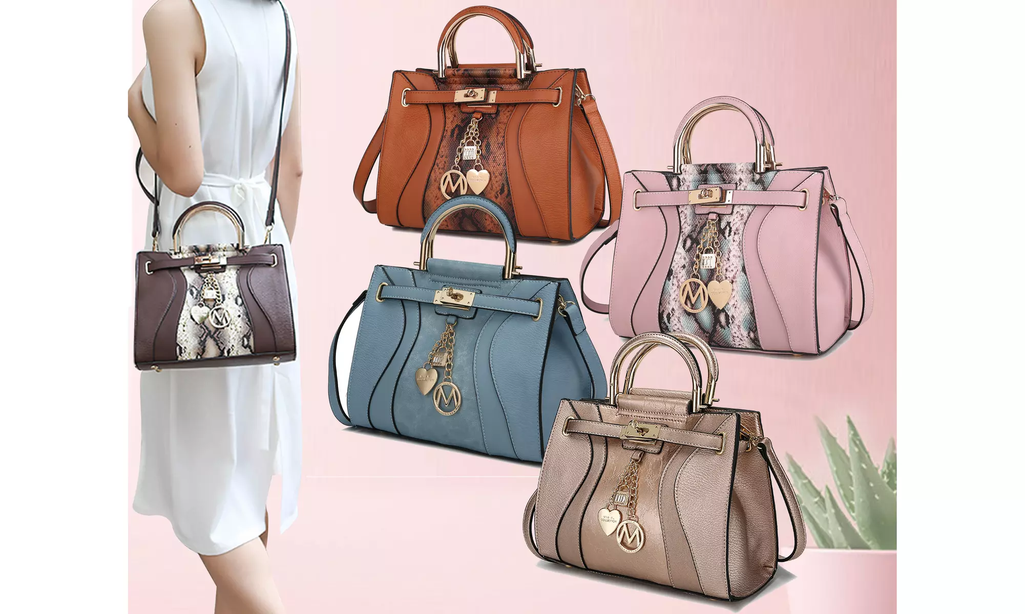 MKF Collection Cassia Solid or Snakeskin Medium Satchel Bag by Mia K. 