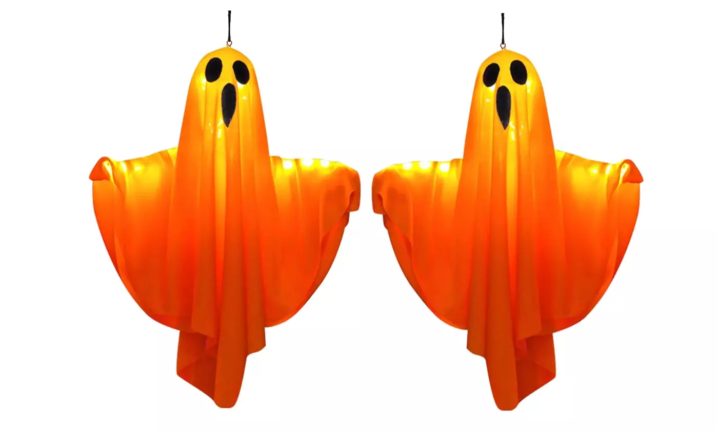 Halloween Light Up Hanging Glowing Ghost Pumpkin Flying Ghost Decoration