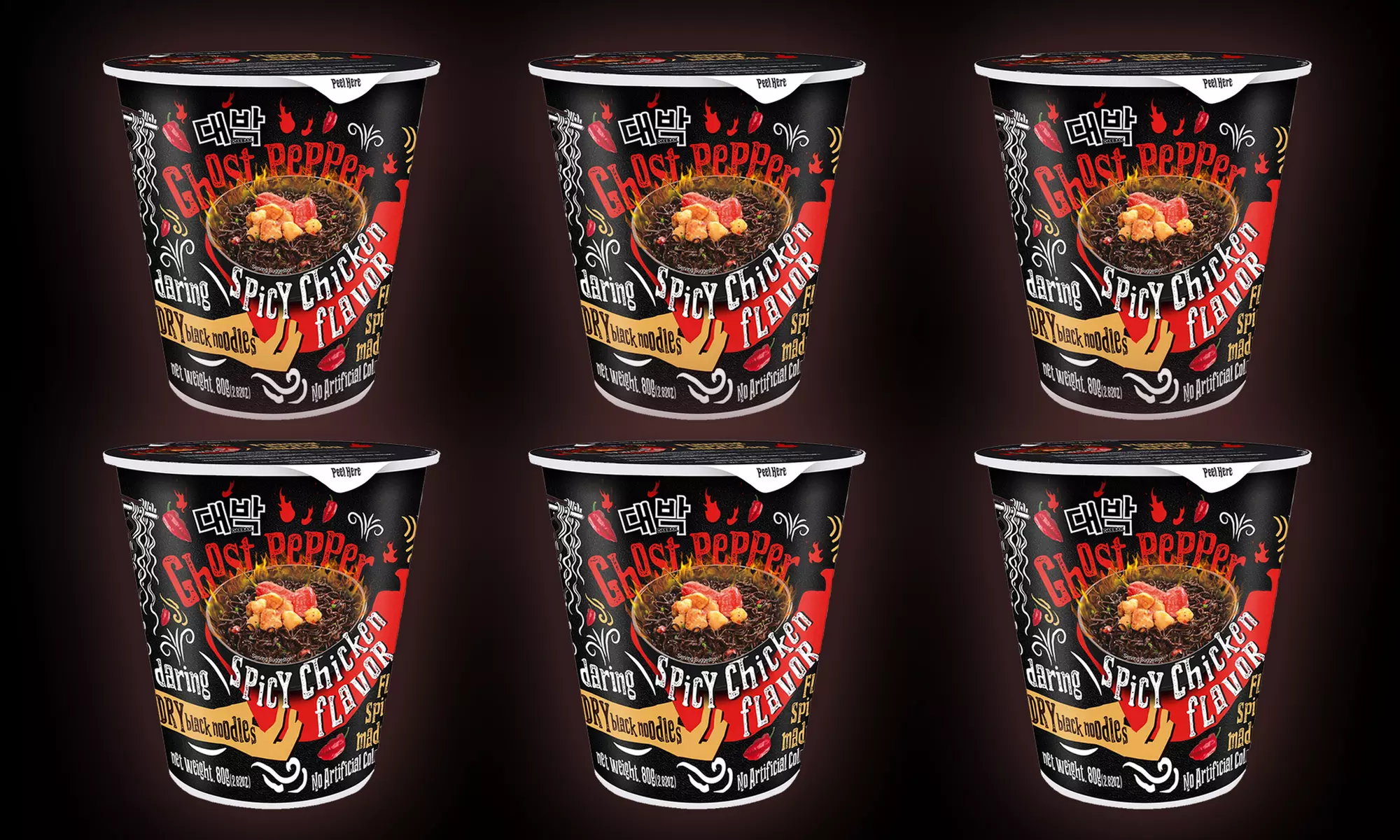 Daebak Ghost Pepper SUPER Spicy Chicken Instant Cup Noodle (1-, 2-, 6-packs) - Second Medium