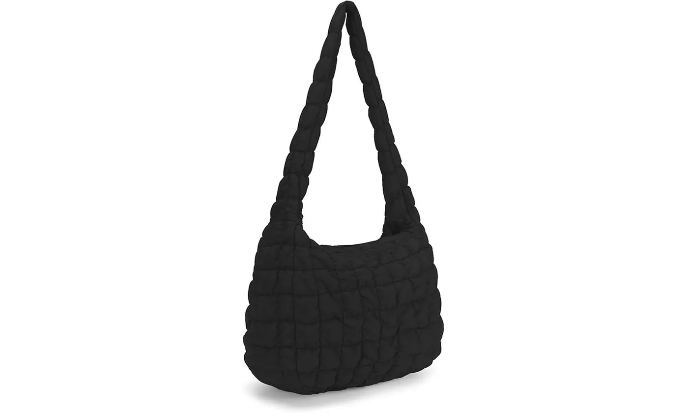 Women's Lightweight Puffy Quilted Tote Bag For Shoulder or Cross Body Wear