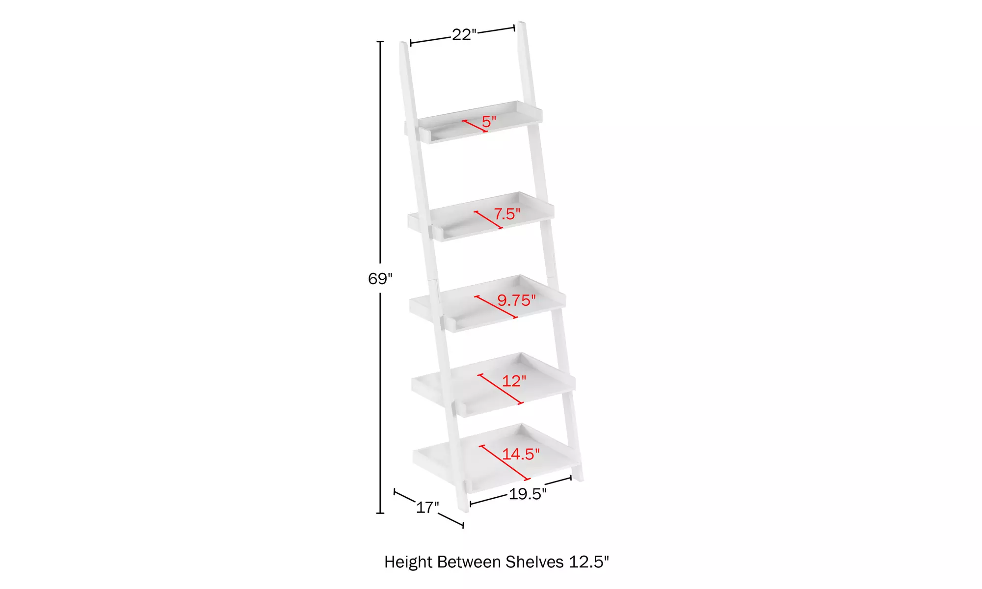 5-Tier Ladder Bookshelf by Hastings Home - Primary Image