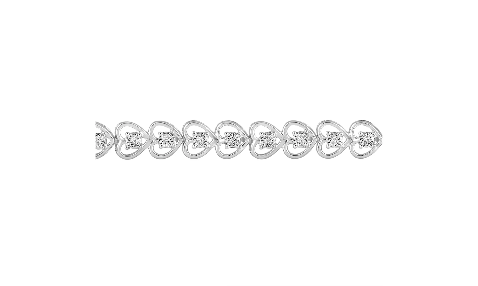 1/8 Carat tw Diamond Heart Tennis Bracelet in 925 Sterling Silver (7 Inches)