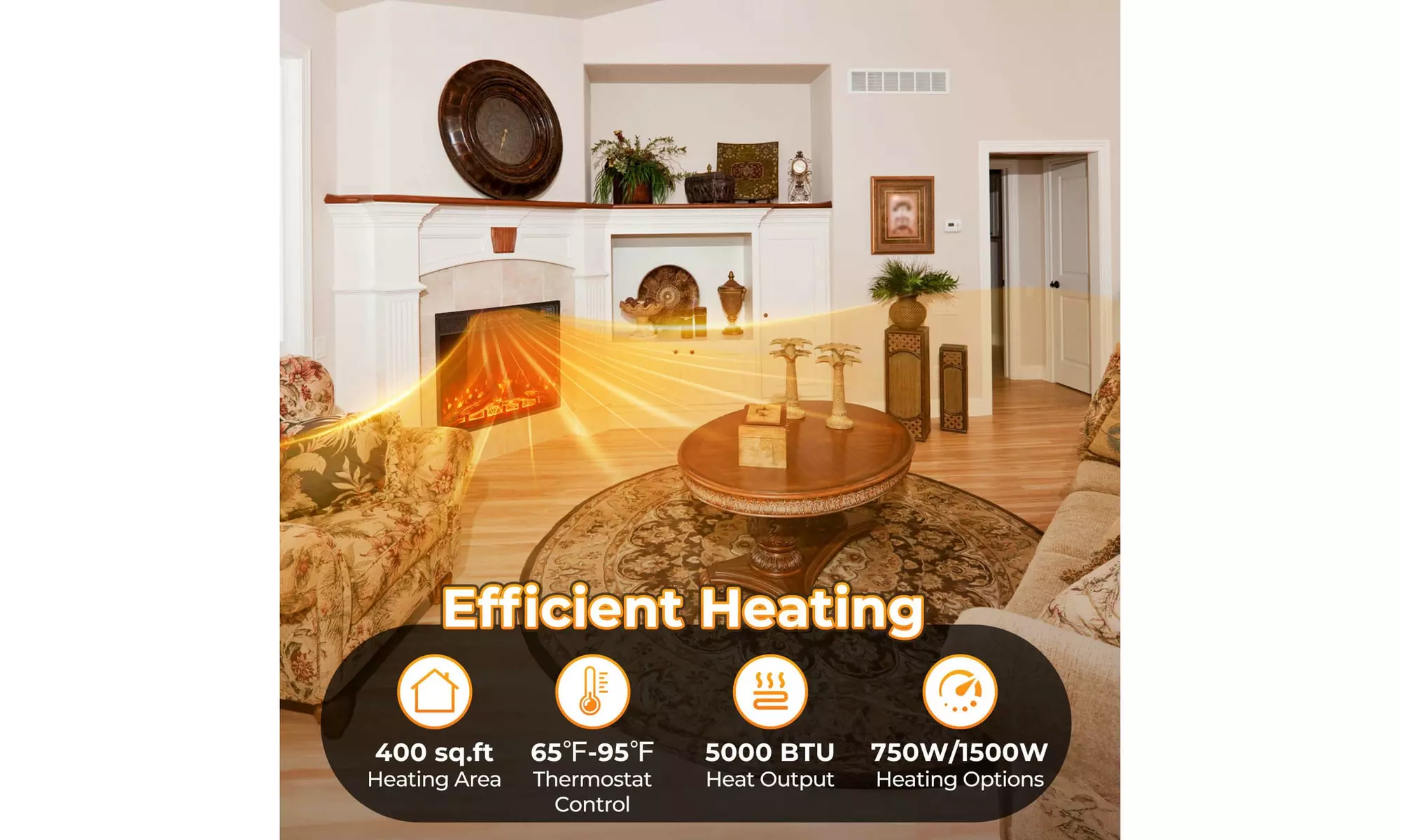 Costway 23" Electric Fireplace Insert with Remote Control Adjustable Flame Color