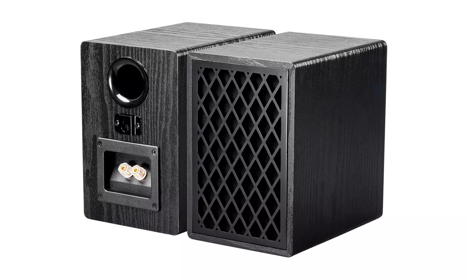 Monoprice Retro Bookshelf Speakers 4 inch 2 way, Black  pair  - Primary Image