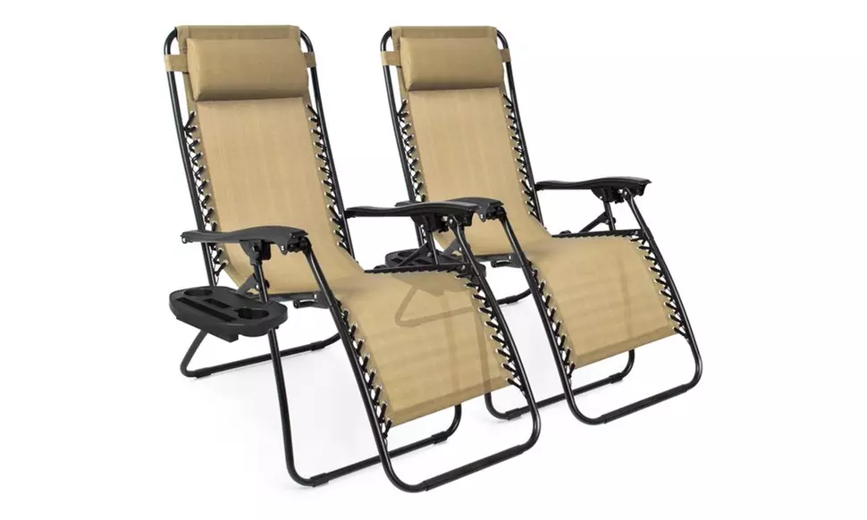 2 - Steel Mesh Zero Gravity Reclining Lounge Chairs