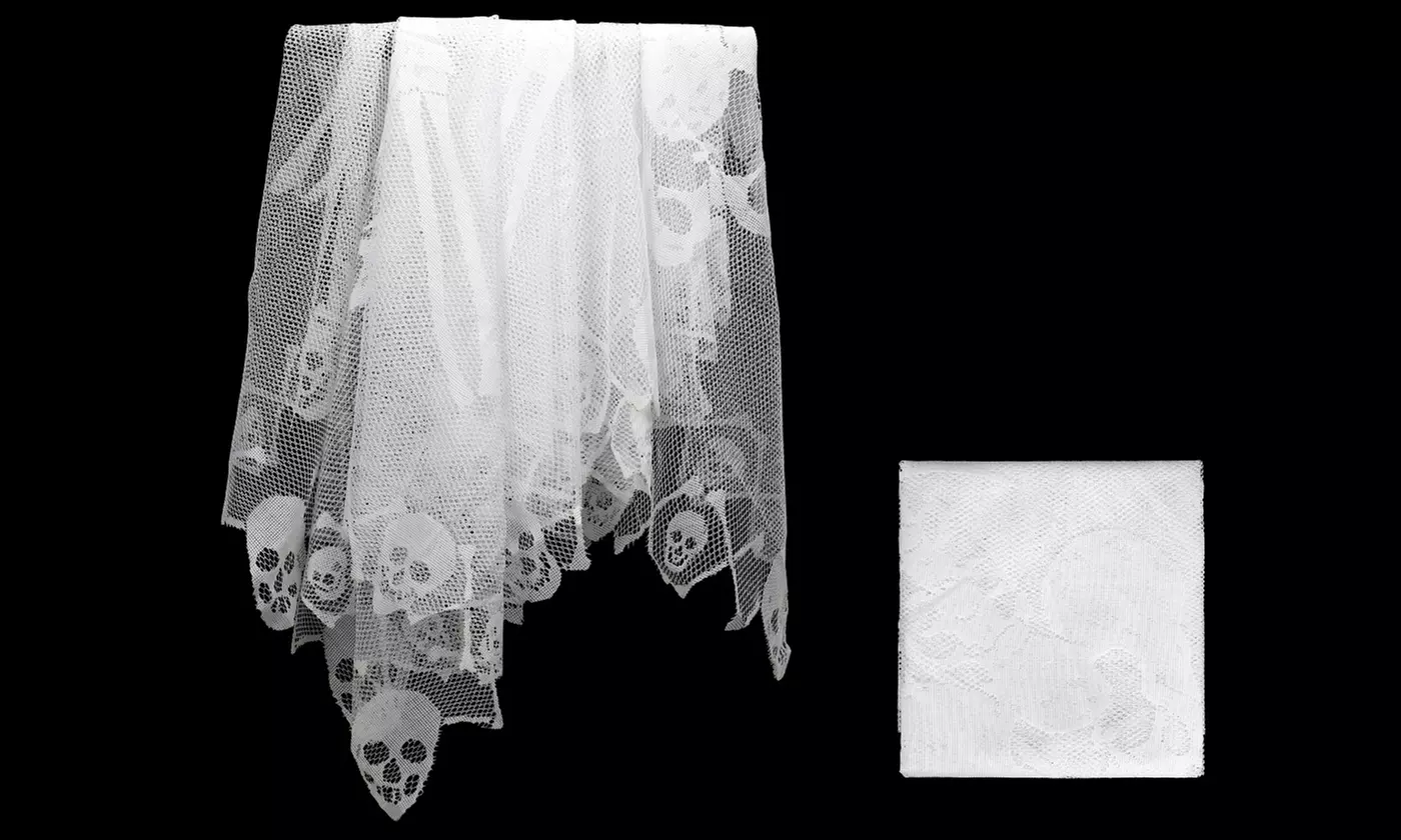 Halloween Costume White Lace Skeleton Poncho for Women