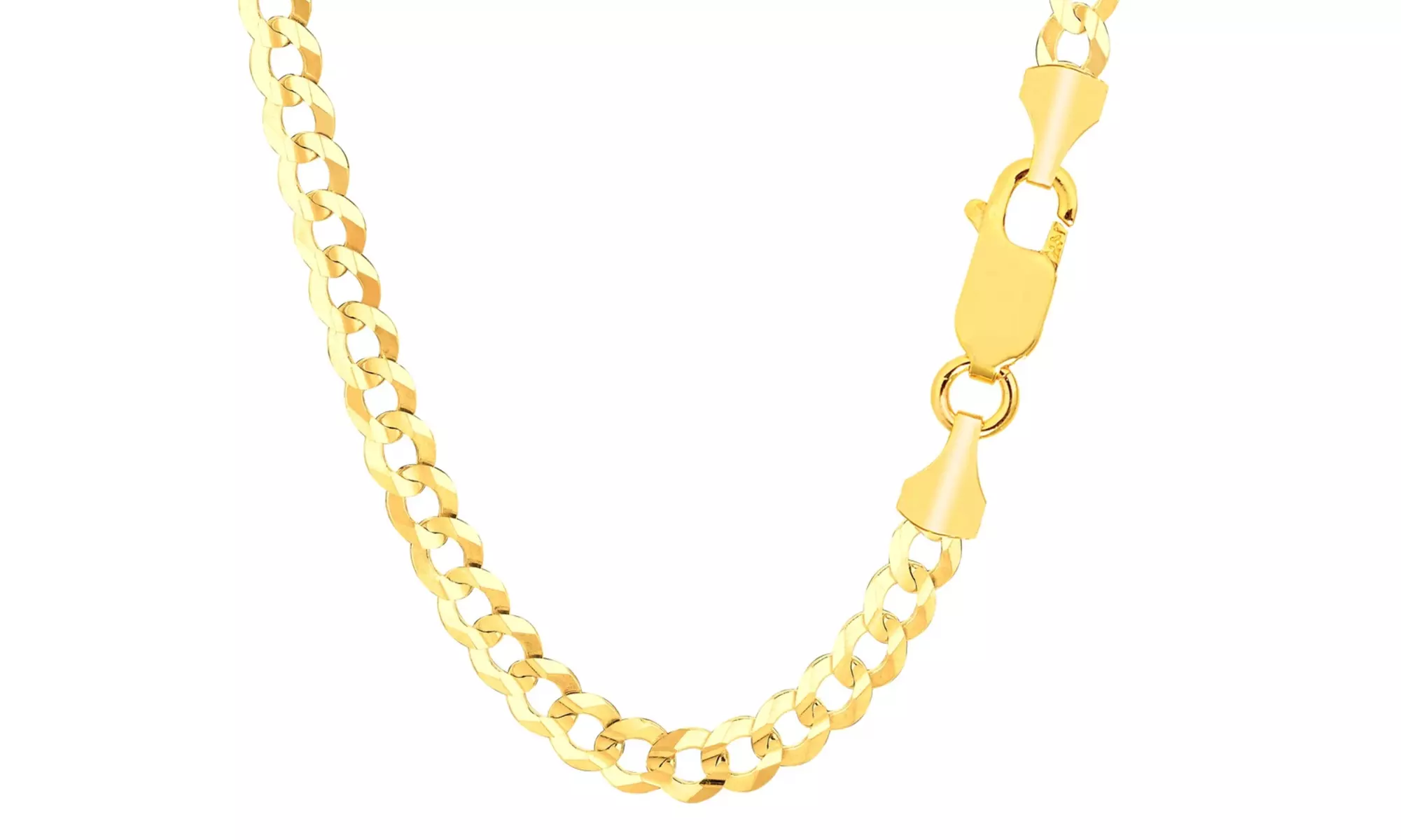 10K Solid Yellow Gold Diamond Cut Comfort Curb Chain (18"-30" Long) - Primary Image