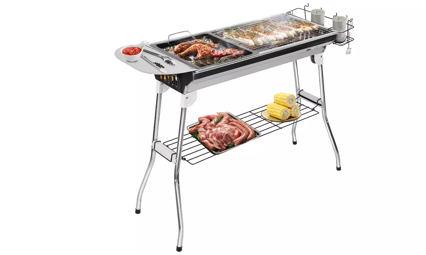 LakeForest Portable Foldable Stainless Steel Charcoal BBQ Grill - Primary Image
